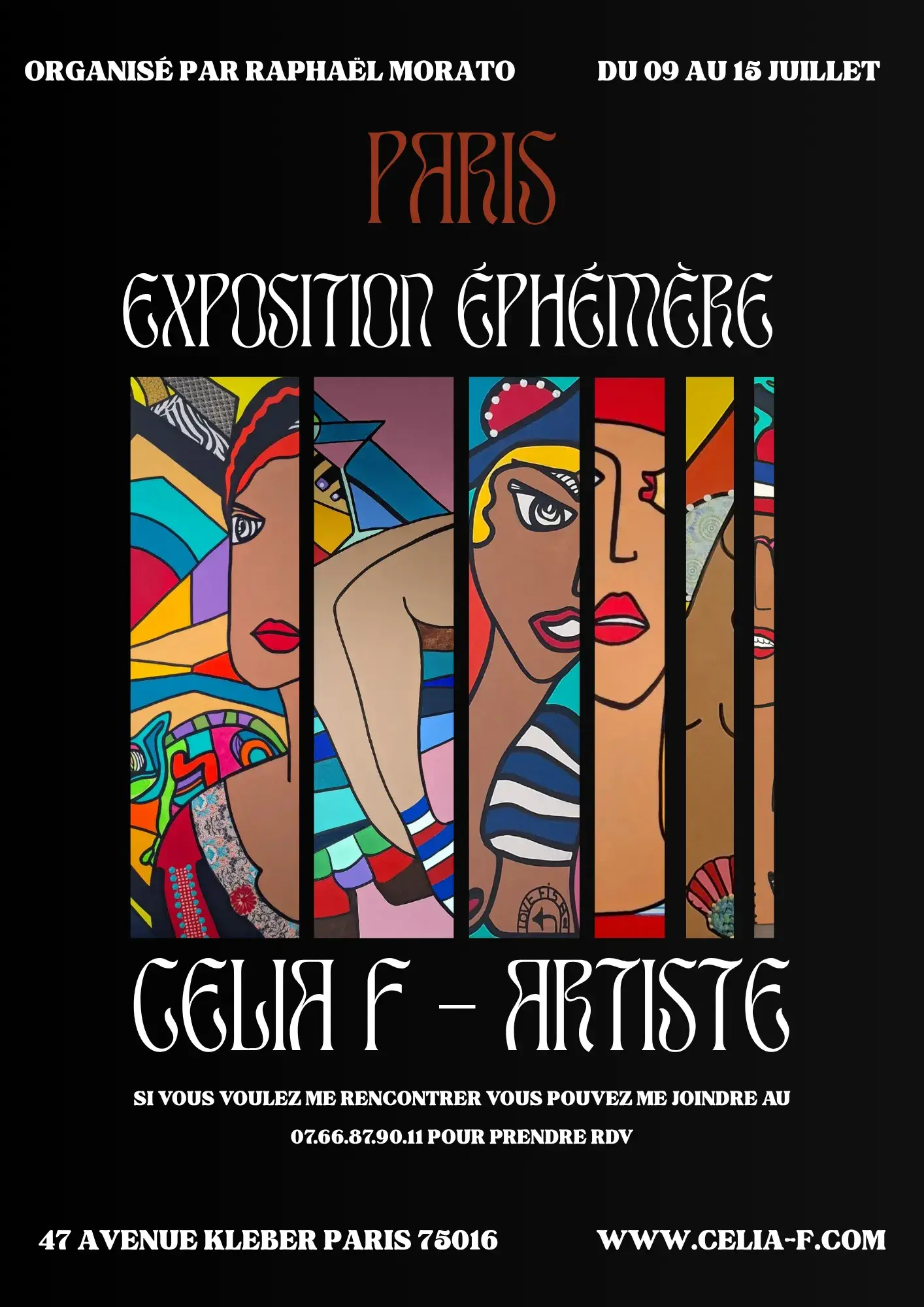 Exposition à Paris 16e, galerie éphémère Paris 16e avec l'artiste peintre Celia F